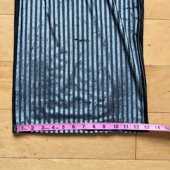 ZARA Trafaluc Jumpsuit Velvet 3/4 Sleeve Striped Wide Leg‎ Gray Blue Size Small - Picture 14 of 16